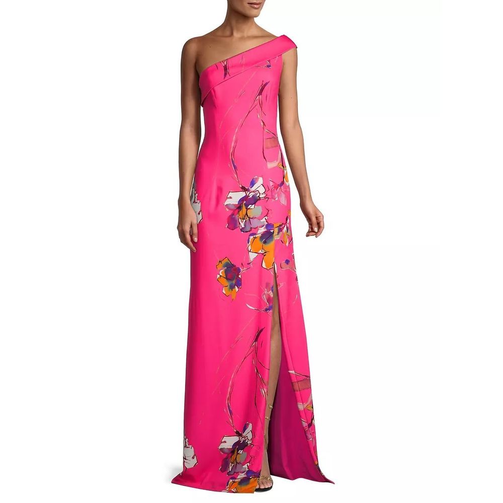 Black Halo Dolan Floral Stretch Techno Gown